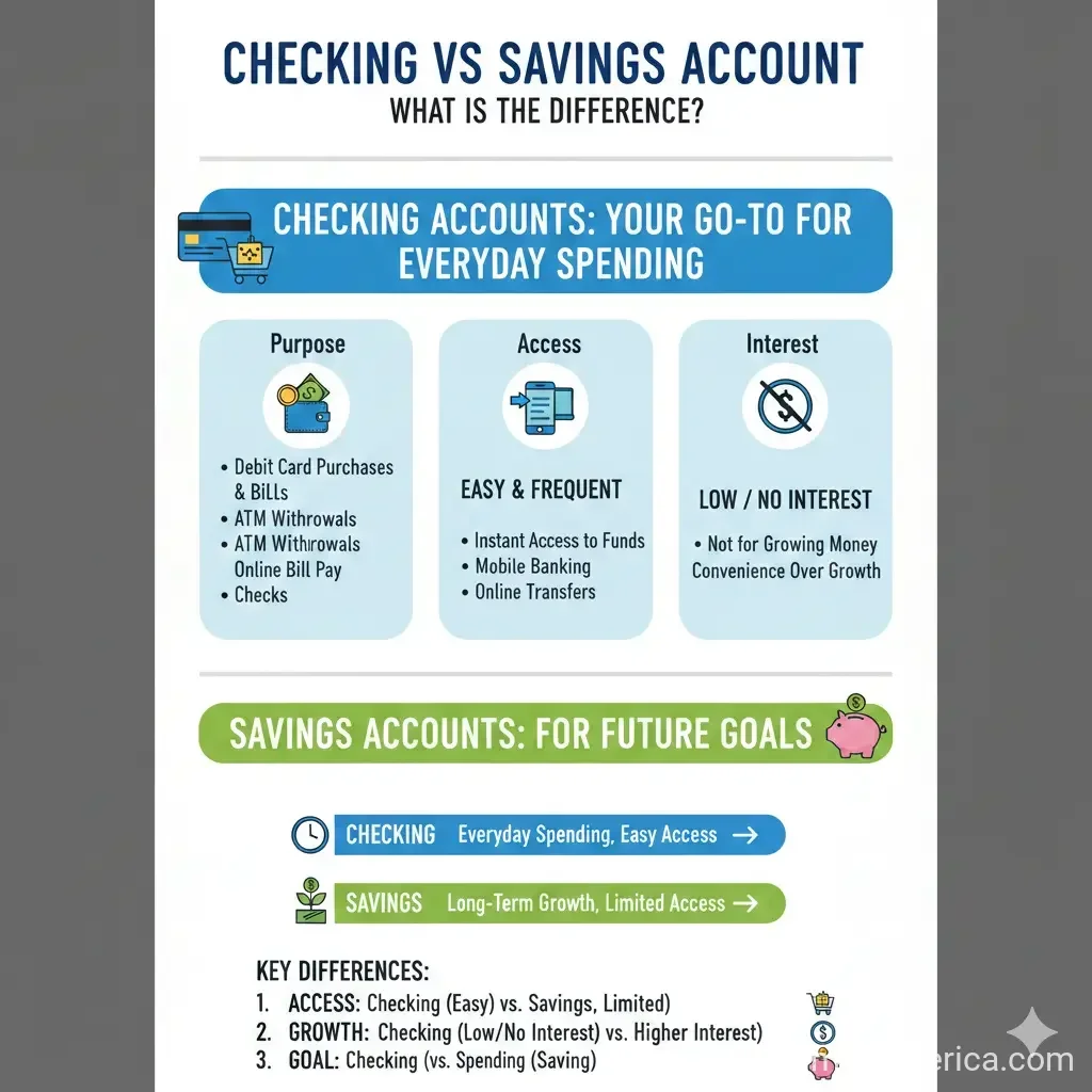 Infographic: Checking vs Savings Account: What Is the Difference? — key facts and figures at a glance