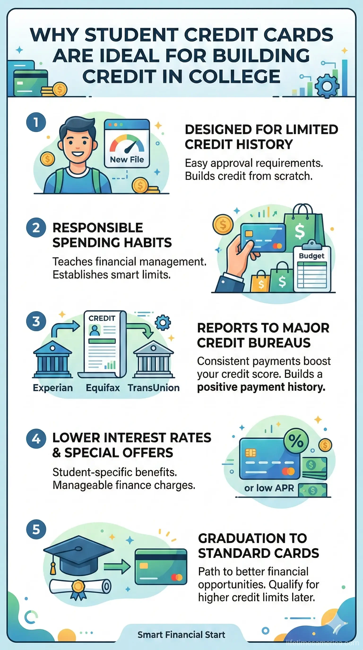 Infographic: The Best Student Credit Cards for Building Credit in College — key facts and figures at a glance