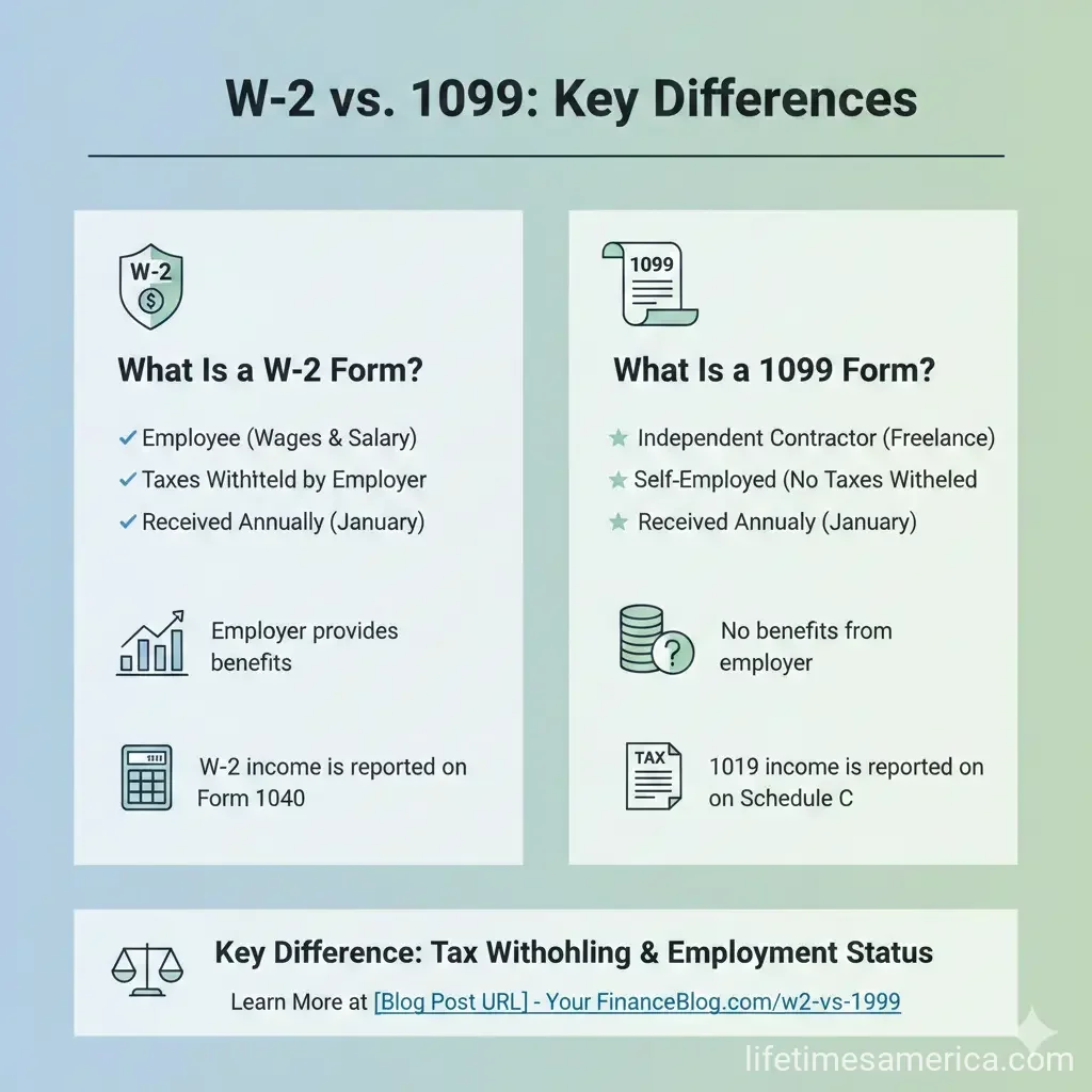 Infographic: What Is the Difference Between a W-2 and a 1099? — key facts and figures at a glance